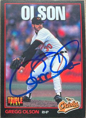 Gregg Olson Signed 1994 Triple Play Baseball Card - Baltimore Orioles
