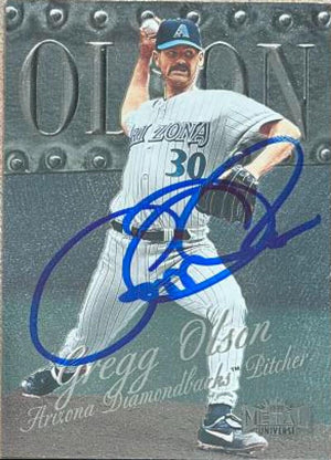 Gregg Olson Signed 1999 Metal Universe Baseball Card - Arizona Diamondbacks