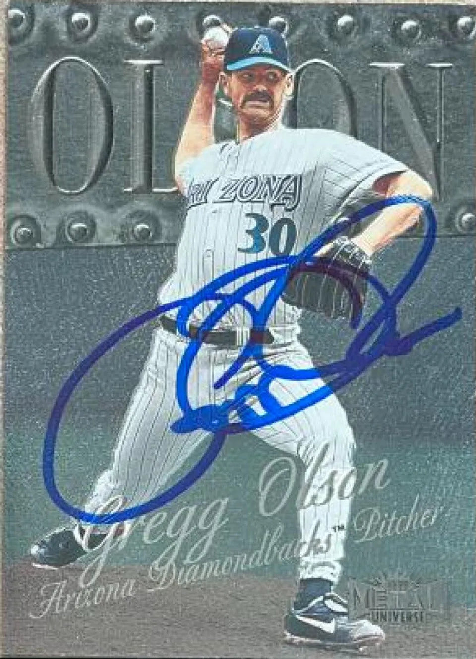 Gregg Olson Signed 1999 Metal Universe Baseball Card - Arizona Diamondbacks