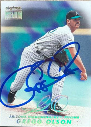 Gregg Olson Signed 1999 Skybox Premium Baseball Card - Arizona Diamondbacks