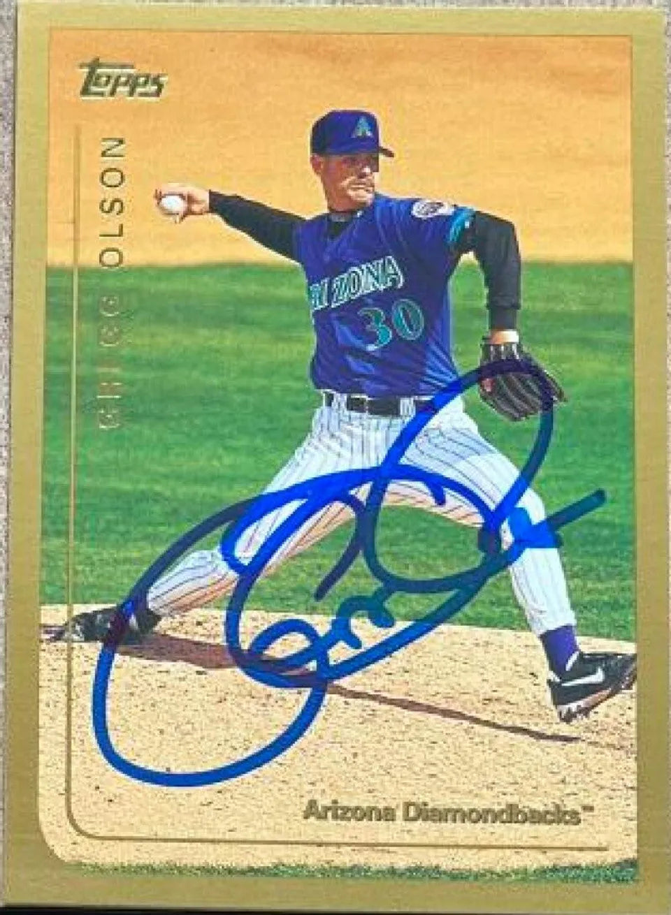 グレッグ・オルソン サイン入り 1999 Topps ベースボールカード - アリゾナ ダイヤモンドバックス