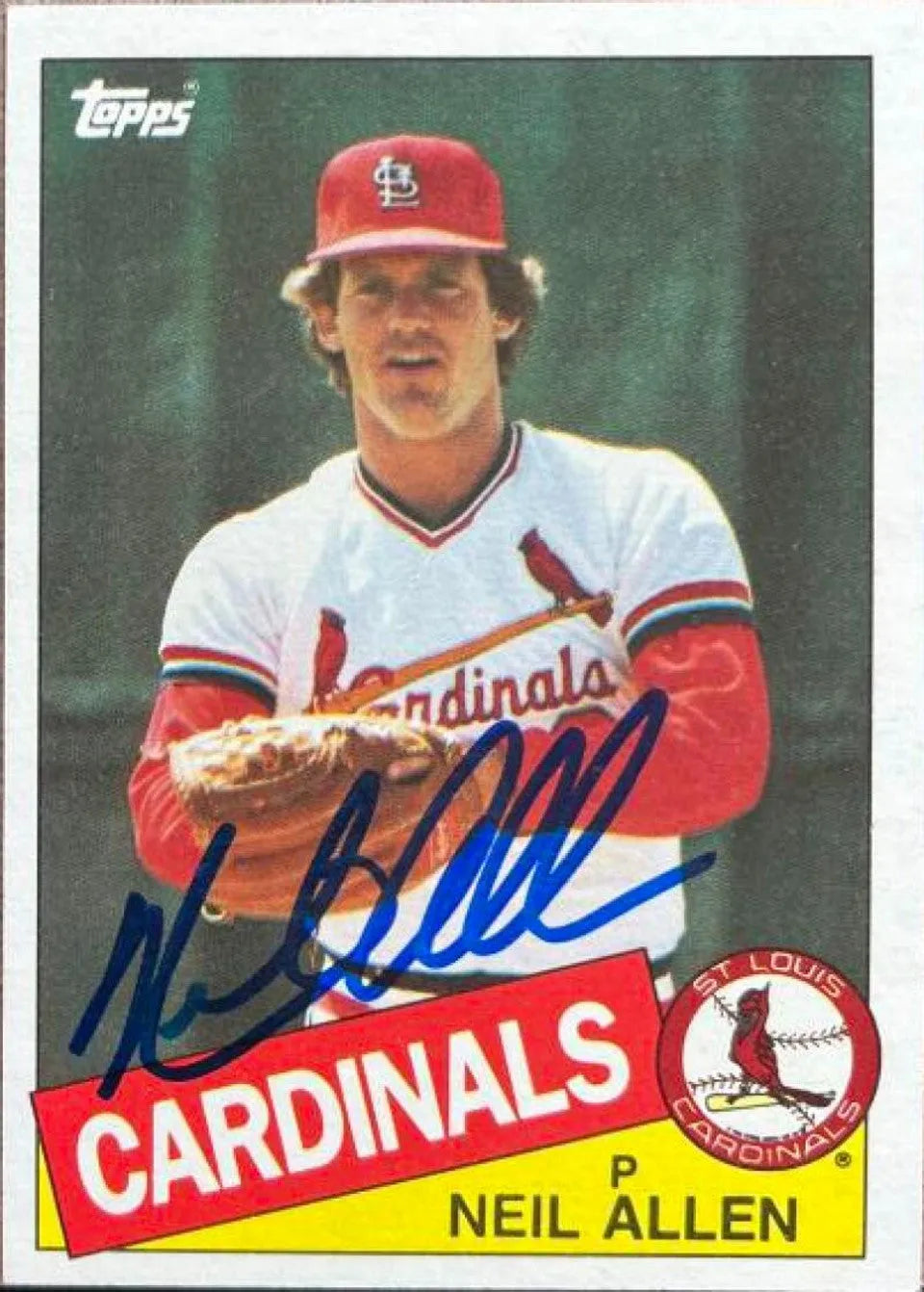 ニール・アレンのサイン入り 1985 Topps ベースボールカード - セントルイス・カーディナルス