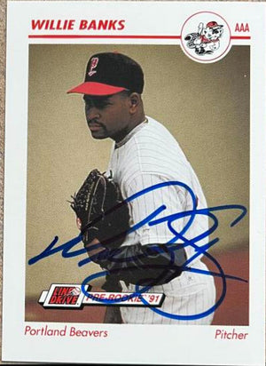 Willie Banks Signed 1991 Line Drive AAA Baseball Card - Portland Beavers