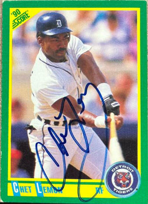 Chet Lemon Signed 1990 Score Baseball Card - Detroit Tigers