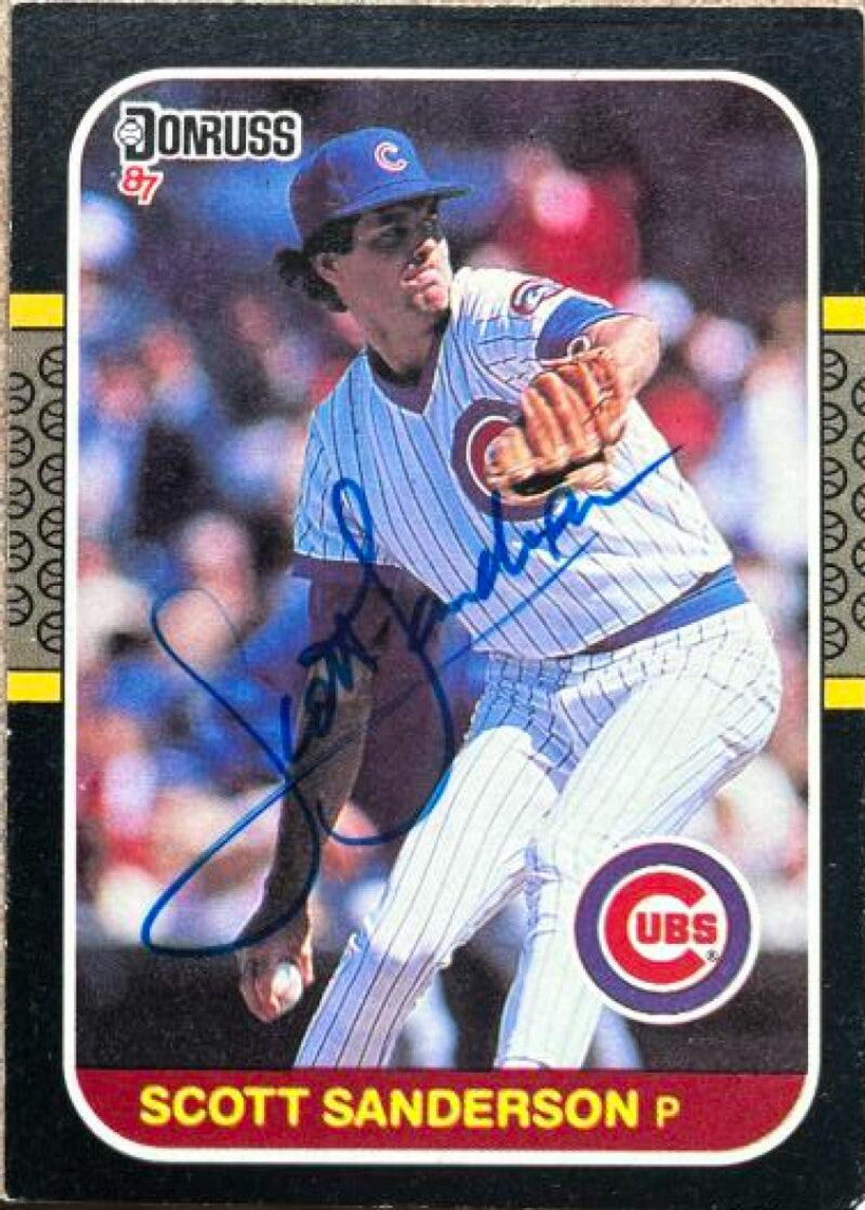 スコット・サンダーソン サイン入り 1987 ドンラス ベースボール カード - シカゴ カブス