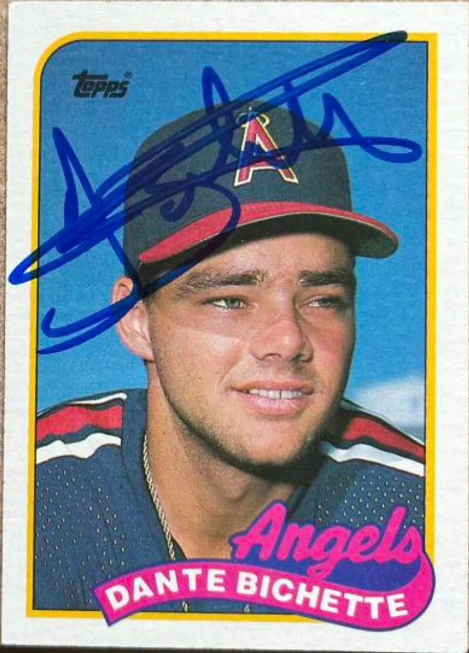 ダンテ・ビシェット サイン入り 1989 Topps ベースボールカード - カリフォルニア・エンジェルス