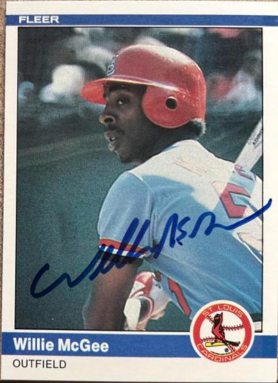 Willie McGee Signed 1984 Fleer Baseball Card - St Louis Cardinals