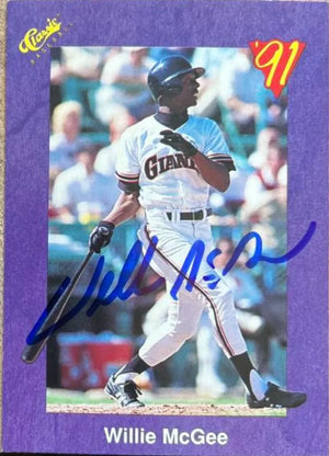 Willie McGee Signed 1991 Classic Baseball Card - San Francisco Giants #162