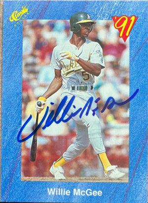 Willie McGee Signed 1991 Classic Baseball Card - Oakland A's