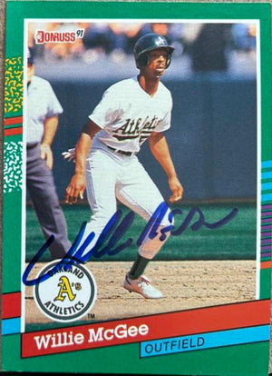 Willie McGee Signed 1991 Donruss Baseball Card - Oakland A's