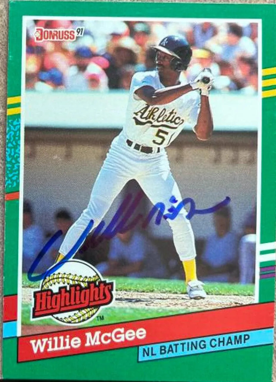 Willie McGee Signed 1991 Donruss Bonus Cards Baseball Card - Oakland A's