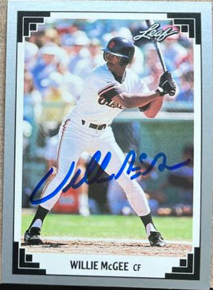 Willie McGee Signed 1991 Leaf Baseball Card - San Francisco Giants