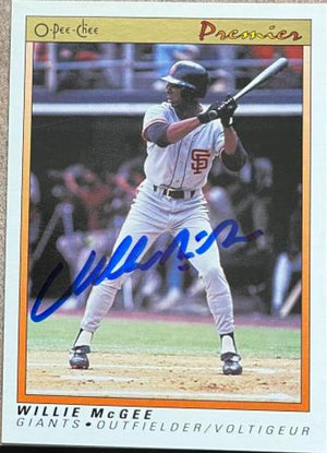 Willie McGee Signed 1991 O-Pee-Chee Premier Baseball Card - San Francisco Giants
