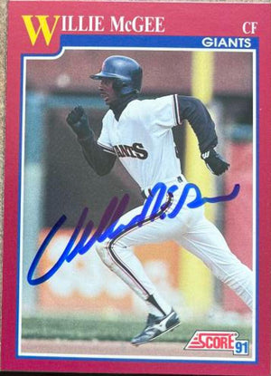 Willie McGee Signed 1991 Score Rookie & Traded Baseball Card - San Francisco Giants