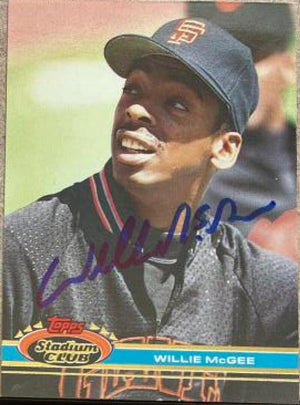 Willie McGee Signed 1991 Stadium Club Baseball Card - San Francisco Giants