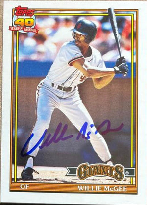Willie McGee Signed 1991 Topps Traded Baseball Card - San Francisco Giants