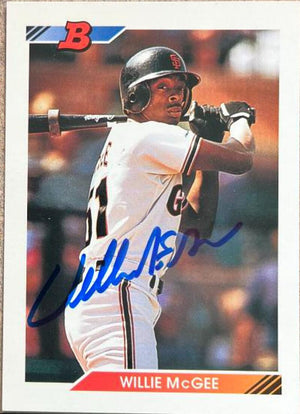 Willie McGee Signed 1992 Bowman Baseball Card - San Francisco Giants