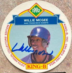 Willie McGee Signed 1992 King-B Discs Baseball Card - San Francisco Giants
