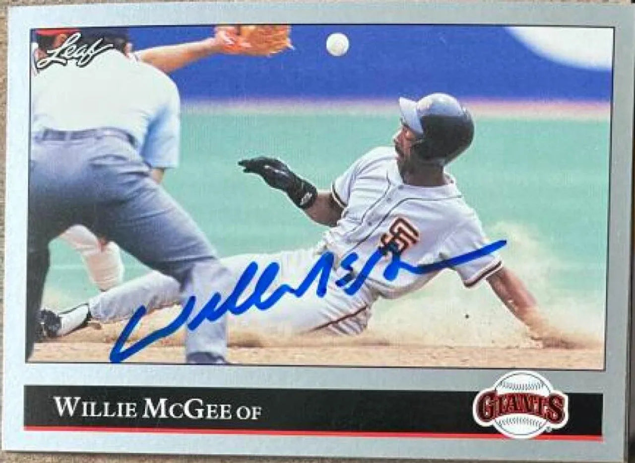 Willie McGee Signed 1992 Leaf Baseball Card - San Francisco Giants