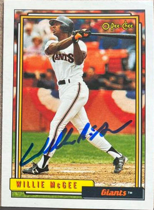 Willie McGee Signed 1992 O-Pee-Chee Baseball Card - San Francisco Giants