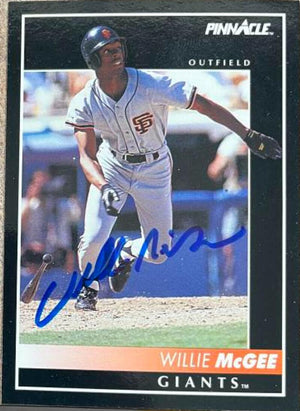 Willie McGee Signed 1992 Pinnacle Baseball Card - San Francisco Giants
