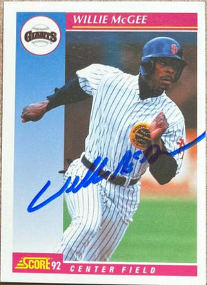 Willie McGee Signed 1992 Score Baseball Card - San Francisco Giants