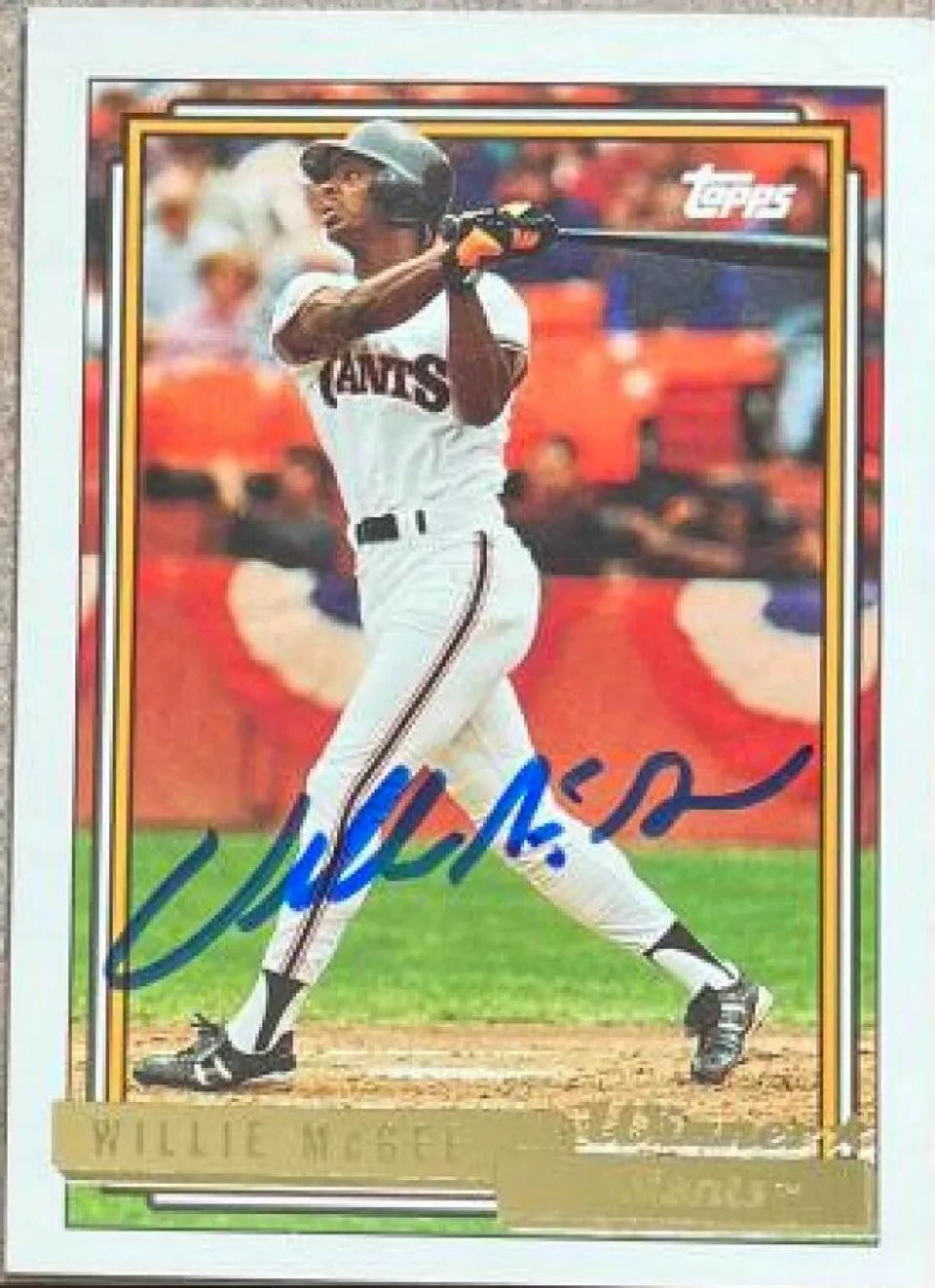 Willie McGee Signed 1992 Topps Gold Winner Baseball Card - San Francisco Giants