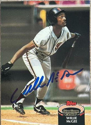 Willie McGee Signed 1992 Stadium Club Baseball Card - San Francisco Giants
