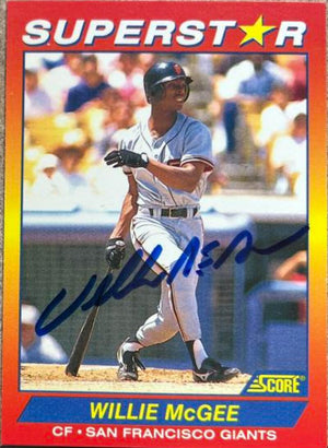 Willie McGee Signed 1992 Score 100 Superstars Baseball Card - San Francisco Giants