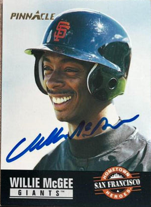 Willie McGee Signed 1993 Pinnacle Home Town Heroes Baseball Card - San Francisco Giants