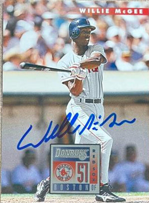 Willie McGee Signed 1996 Donruss Baseball Card - Boston Red Sox