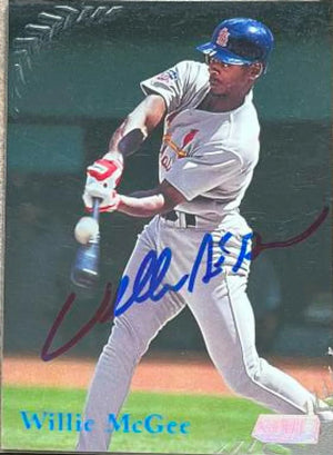 Willie McGee Signed 1998 Stadium Club Baseball Card - St Louis Cardinals