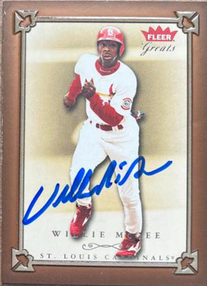 Willie McGee Signed 2004 Fleer Greats of the Game Baseball Card - St Louis Cardinals