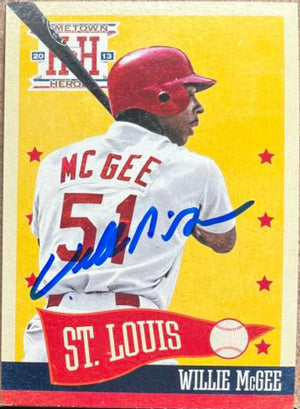 Willie McGee Signed 2013 Panini Hometown Heroes Baseball Card - St Louis Cardinals
