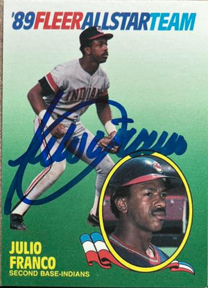 Julio Franco Signed 1989 Fleer All-Star Baseball Card - Cleveland Indians