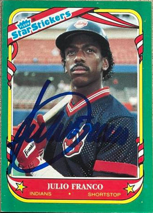 Julio Franco Signed 1987 Fleer Star Stickers Baseball Card - Cleveland Indians