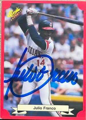 Julio Franco Signed 1988 Classic Red Baseball Card - Cleveland Indians