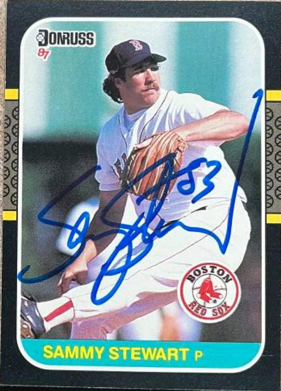 Sammy Stewart Signed 1987 Donruss Baseball Card - Boston Red Sox