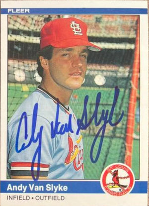 Andy Van Slyke Signed 1984 Fleer Baseball Card - St Louis Cardinals