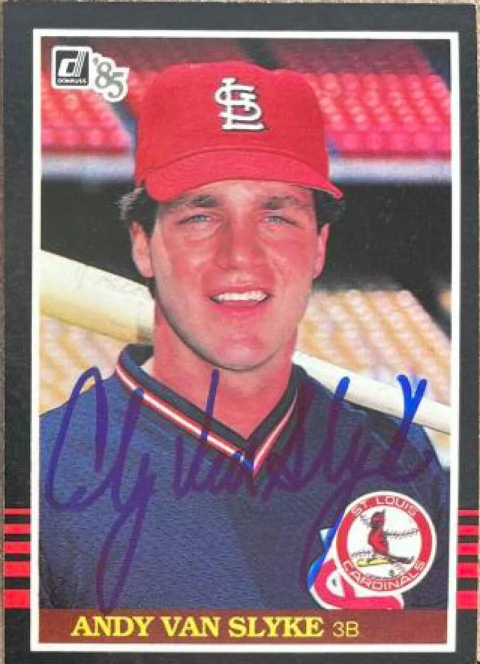 Andy Van Slyke Signed 1985 Donruss Baseball Card - St Louis Cardinals