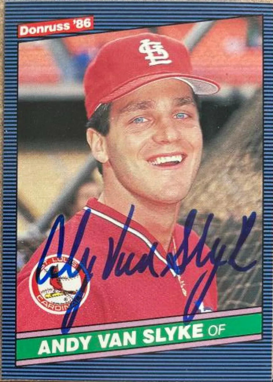 Andy Van Slyke Signed 1986 Donruss Baseball Card - St Louis Cardinals