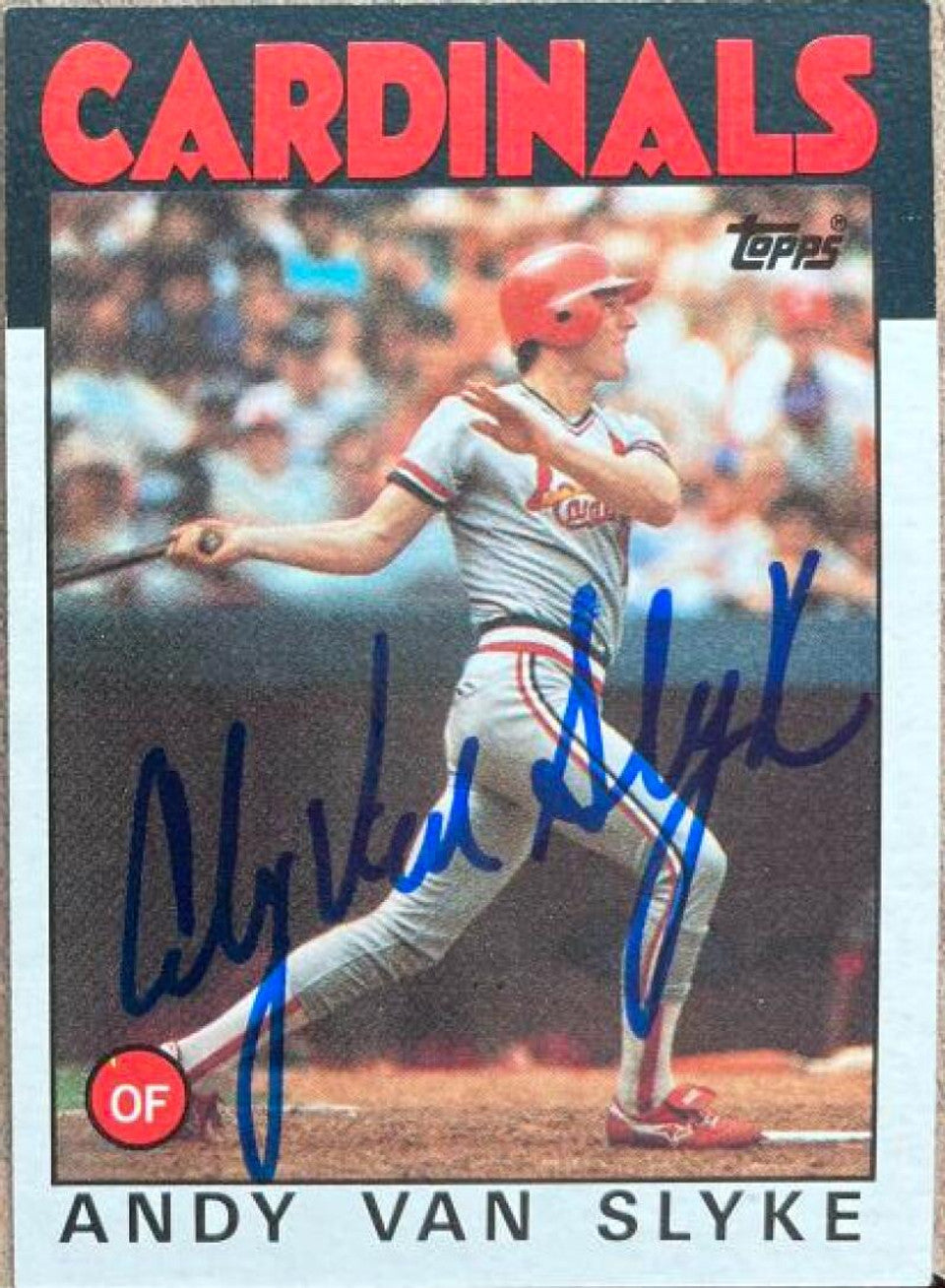 Andy Van Slyke Signed 1986 Topps Baseball Card - St Louis Cardinals