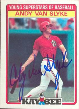 Andy Van Slyke Signed 1986 Topps Kay-Bee Young Superstars Baseball Card - St Louis Cardinals