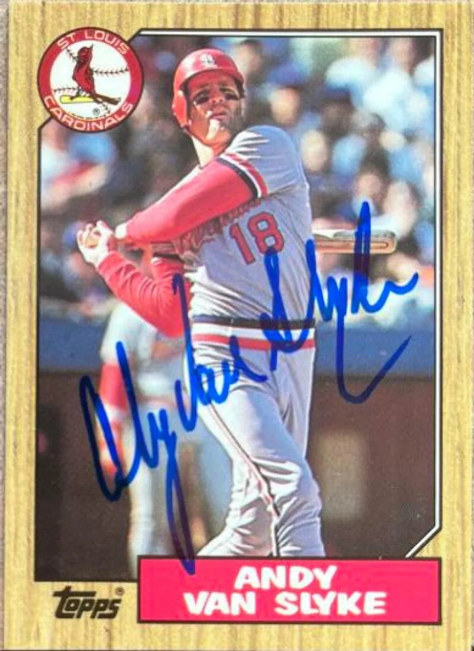 Andy Van Slyke Signed 1987 Topps Tiffany Baseball Card - St Louis Cardinals