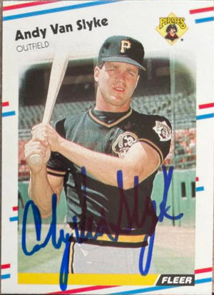 Andy Van Slyke Signed 1988 Fleer Baseball Card - Pittsburgh Pirates