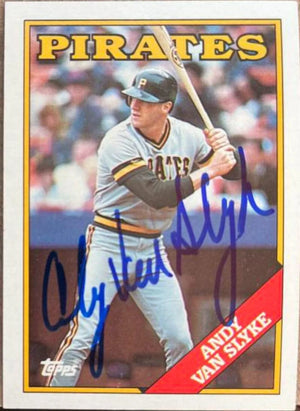 Andy Van Slyke Signed 1988 Topps Baseball Card - Pittsburgh Pirates