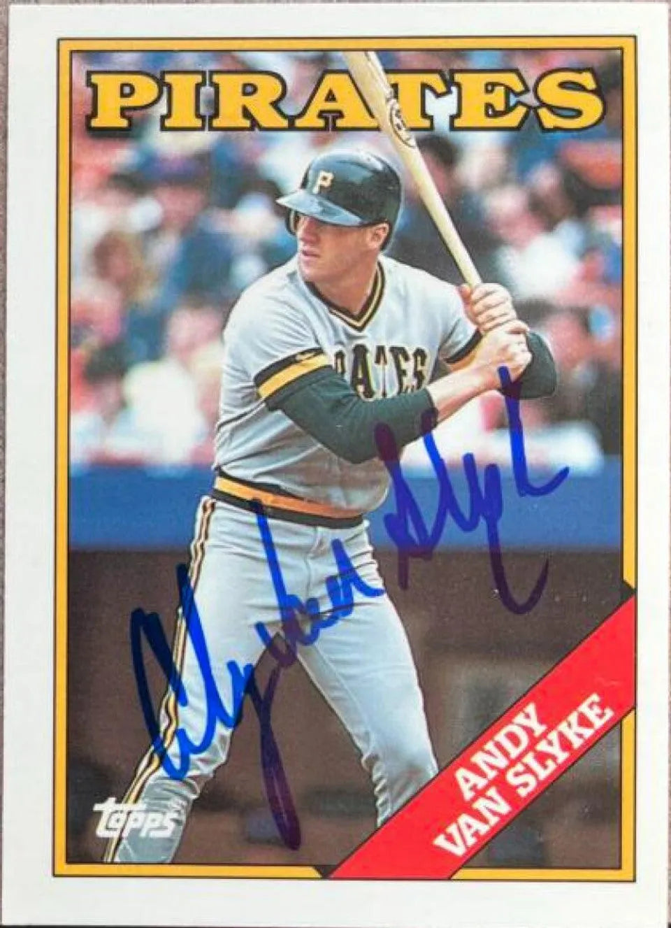 Andy Van Slyke Signed 1988 Topps Tiffany Baseball Card - Pittsburgh Pirates