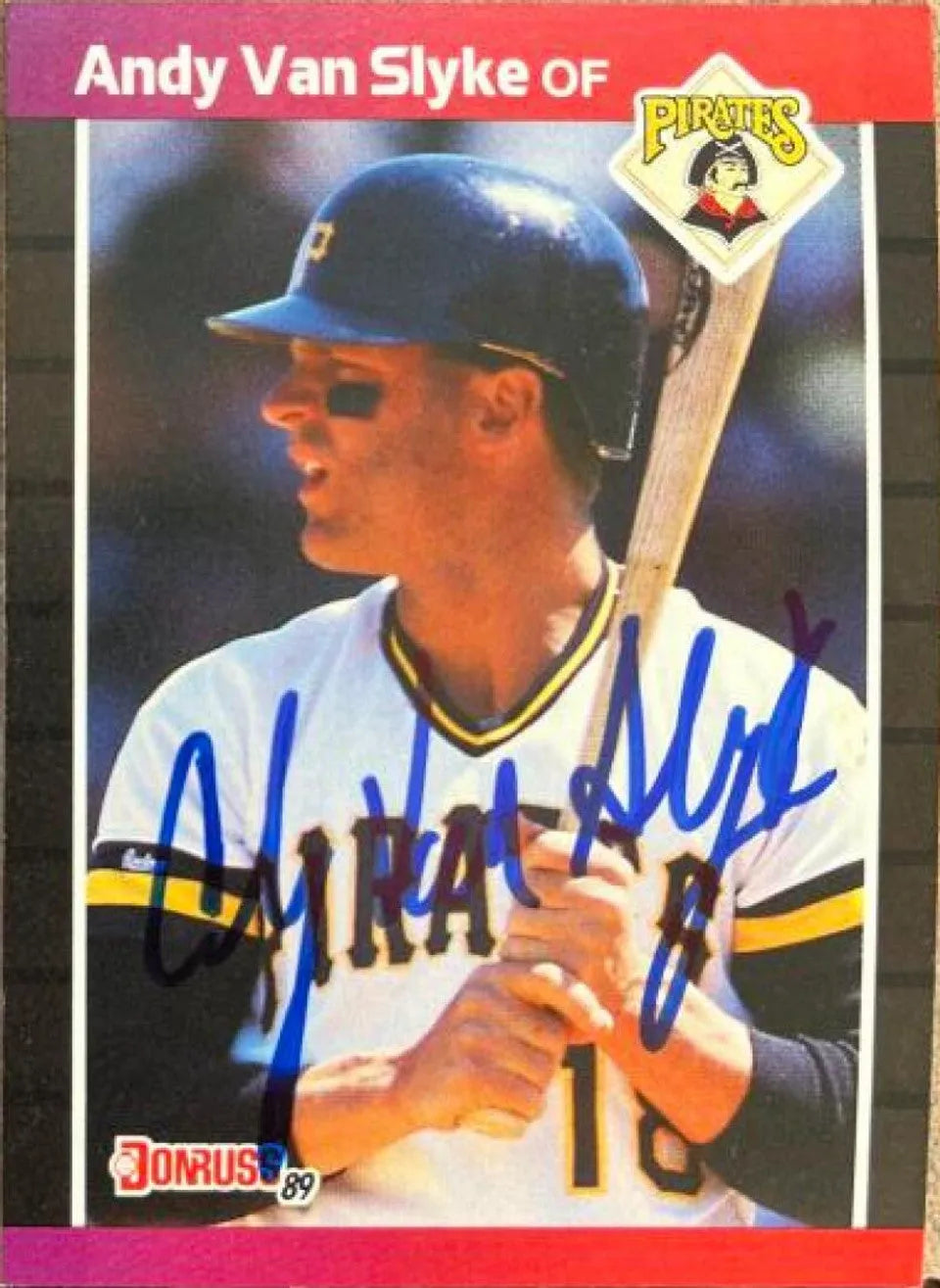 Andy Van Slyke Signed 1989 Donruss Baseball Card - Pittsburgh Pirates