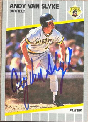 Andy Van Slyke Signed 1989 Fleer Baseball Card - Pittsburgh Pirates