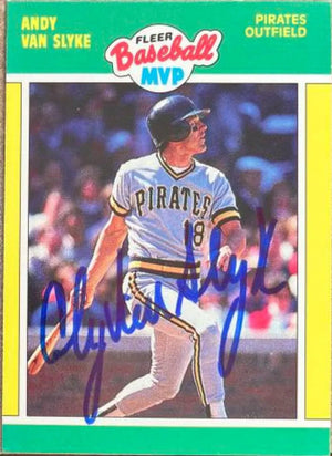 Andy Van Slyke Signed 1989 Fleer MVPs Baseball Card - Pittsburgh Pirates